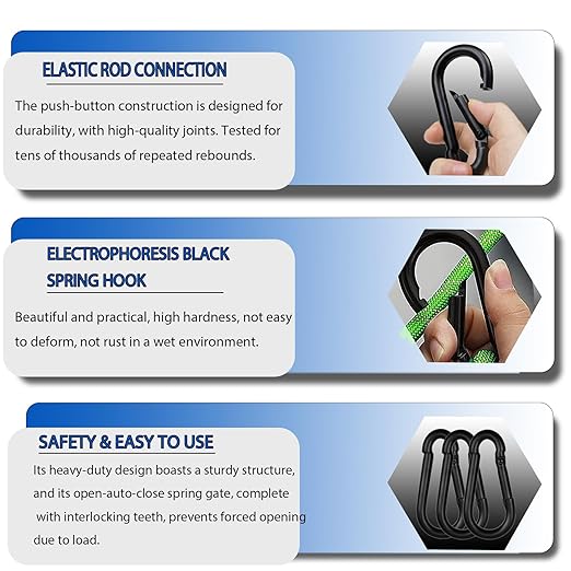 20PCS M4 Black Carabiner Clip, 1.57Inch Bulk Snap Hook Quick Link Small Carabiner Clips,Spring Link Buckle for Fishing Camping Hammock Dog Leashes-120LBS Holding Capacity