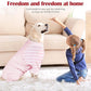 Dog Recovery Suit, Abdominal Wound After Surgery Wear, Anti Licking Bodysuit with Snaps, E-Collar & Cone Alternatives, Striped Dog Spay Surgical Pajamas Prevent Shedding(Small, Pink)