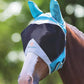 Shires Fine Mesh Horse Equine Fly Mask with Ears 60% UV Protection (Full, Teal)