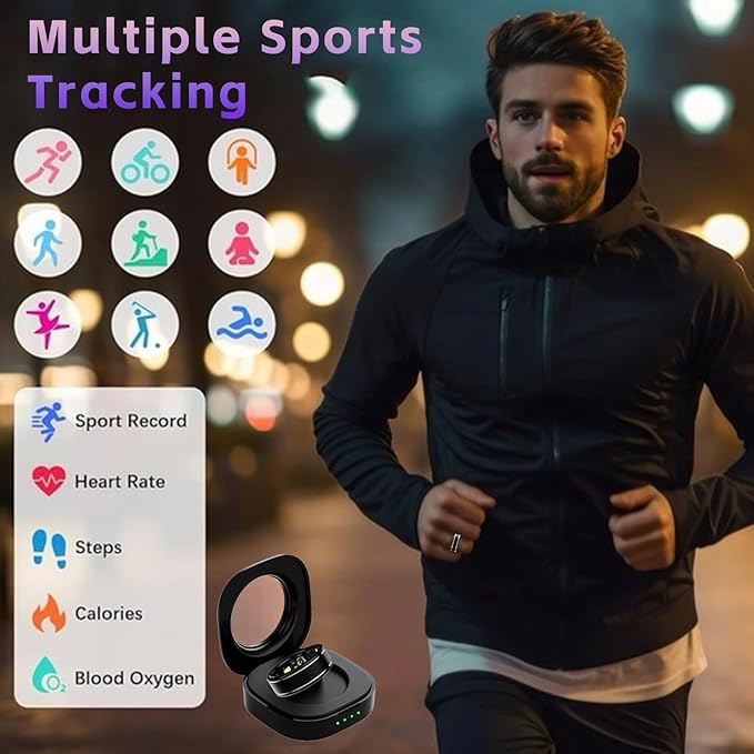 Smart Ring for Men Women – Fitness Tracker Ring with Heart Rate, SpO2, Blood Pressure, Sleep Monitoring, Step & Calorie Counter, No Subscription Fee, iOS & Android Compatible (Black, 14)