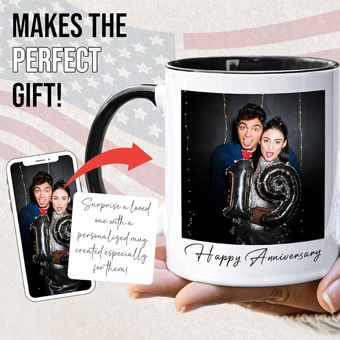 Ship Next Day Custom Mug Design Your Own Photo Text Personalized Picture Gifts for Women Men Customized Gift Idea Personalized Coffee Mugs 11oz Black Handle