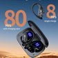 PocBuds Bluetooth Headphones Wireless Earbuds 80hrs Playtime Wireless Charging Case Digital Display Sports Ear Buds with Earhook Deep Bass IPX7 Waterproof Over-Ear Earphones for TV Phone Laptop Black