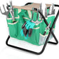 Kitness 9 PCS All-in-one Garden Tools Set Heavy Duty Cast-Aluminium Alloy Gardening Tools Kit with Folding Stool Seat&Detachable Canvas Tool Bag Great Gifts for Gardening