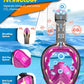 QingSong Full Face Snorkel Mask for Adults, Snorkeling Gear with Camera Mount, 180 Degree Panoramic View Snorkel Set Anti-Fog Anti-Leak