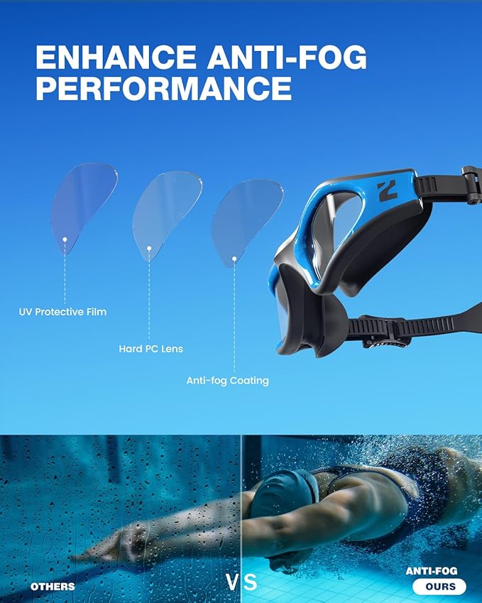 ZIONOR G1 Lite Swim Goggles with Swim Cap Comfortable Anti-fog Swimming Goggles Cap Set for Adult Men Women