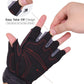'HANDLANDY Fingerless Work Gloves for Men and Women Utility Padded Half Finger Driving Working Gloves (Small, Red)