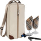 ALLCAMP Wine Tote Bag with Cooler Compartment，Picnic Set Carrying Two Sets of Tableware（Cream-Colored）