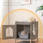 Cat Litter Box Enclosure Hidden Litter Box Furniture with Metal Heightened Feet, Rattan Handwoven Cat House with Litter Mat, Hidden Litter Box Furniture for Bedroom Living Room Gray
