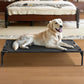 Petsfit Cooling Elevated Raised Dog Bed- Outdoor Pet Cot for Large Dogs, Upgraded Adjustable Firmness Pet Bed，Dog Hammock Bed with Durable Breathable Teslin Mesh，Non Slip, Black 48”