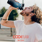 Water Bottle 32 oz Insulated with Straw, Coolflask Stainless Steel Metal 3 Lids Water Flask Wide Mouth for Sports or Office, Non-BPA Keep Cold Up to 48 Hrs or Hot Up to 24 Hrs, Samurai Cyan