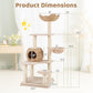 PETSITE 59 inch Cattail Cat Tree Tower, Multi-Level Cat Tower with Natural Sisal Scratching Posts, Condo, Basket, Top Perch and Jumping Platforms, Modern Tall Cat Tree for Indoor Cats
