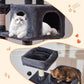 Taoqimiao Cat Tree, 66.2-Inch Cat Tower for Indoor Cats, Plush Multi-Level Cat Condo with 7 Scratching Posts, 2 Perches, 2 Caves, Hammock, 2 Pompoms, Smoky Gray MS013G
