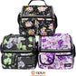 opux Lunch Bag Women Insulated, Adult Lunch Box Cooler, Flower Lunch Box, Dual Compartment Lunchbox for Work, Leakproof Double Decker Lunch Bag, Soft Lunch Pail Tote Girls Kids School, Floral Gray
