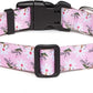 Mercano Adjustable Dog Collar - Special Design Patterns, Soft Nylon Comfortable Durable Pet Collar for Small Medium Large Dogs (L, Pink White Flower)