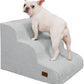 Dog Step for Bed, Dog Stair 3-Step 35D Pet Stair 15.7" H for High Bed or Sofa Non-Slip Balanced Pet Step Indoor, Light Grey