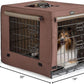 DONORO Dog Crates for Small Medium Size Dogs Indoor Double Door Dog Kennels & Houses for Puppy and Cats, Collapsible Metal Contour Dog Cages (Brown, 30.0" L x 19.0" W x 21.0" H)