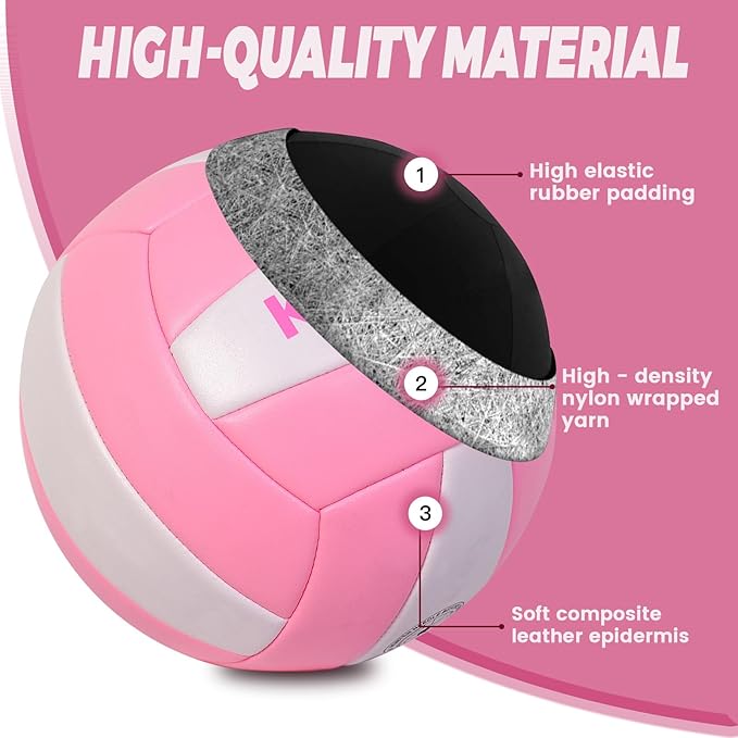 KUYOTQ Official Size 5 in&Outdoor Beach Volleyball,3MM Thickened Surface Soft Leather Youth Womens Mens Volleyball for Game Gym Training(Deflated)