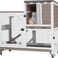 Rabbit Hutch Outdoor Indoor,Two Story Wooden Bunny Cage with Casters,Guinea Pig Cage for Small to Medium Animals with Waterproof Roof and Leakproof Tray