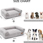FUKUMARU Dog Couch Bed, Corduroy Cozy Cat Bed for Indoor Cats with Washable Cover, Supportive Waterproof Dog Beds Sofa for Small Dogs and Large Cats Cute, 28inch, Medium, Light Grey