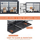 aboxoo 42/48 inch Heavy Duty Metal Dog Crate for 2 Dogs/Large Dog,All Metal Open Top Stackable,Dog Kennel Indoor with Wheels,Floor Grid, Tray, Divider and Feeding Bowl