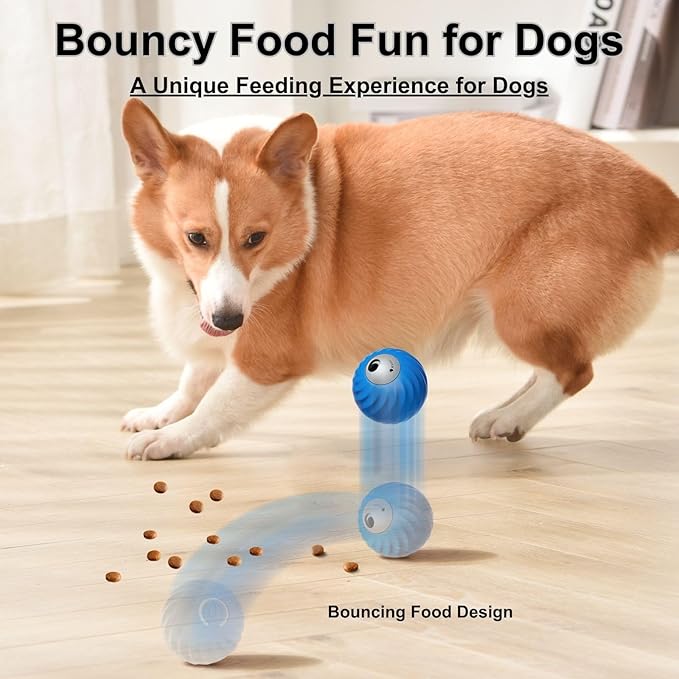 Zoomie Buddy 2.0, Zoomie Buddy for Dogs, 2 in 1 Smart Touch Interactive Dog Balls ＆ Pet Feeder, 2.83" Diameter, Suitable for Small/Medium Dogs, with Fruit Plush Cover (Blue, Pineapple)