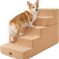 Made4Pets Dog Stairs for High Bed, Extra Wide Pet Stairs for Bed Couch Sofa, 35D Foam Pet Steps for Small Dogs and Cats, Non-Slip Bottom Dog Steps, Tan, 5 Steps