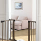Cumbor 29.7-46" Baby Gate for Stairs, Mom's Choice Awards Winner-Auto Close Dog Gate for the House, Easy Install Pressure Mounted Pet Gates for Doorways, Easy Walk Thru Wide Safety Gate for Dog, Brown