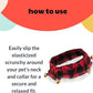 Huxley & Kent Ruff Pet Scrunchy | Buffalo Check (Extra-Large) | Festive Christmas/Holiday Neckwear for Dogs/Cats | Fun Stretchable Costume Accessory | Soft Collar with Bells