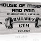 Tailored Canvases Personalized Gym Sign Wall Art Decor - Motivational Canvas for Home Gym, Workout Room, Garage, Fitness Center - Workout Inspirational Posters - House of Misery and Pain, White Wood 48x24in