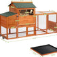 COZIWOW 82" Large Wooden Chicken Coop, Outdoor Rabbit Hutch with Wheels, Sunshine Board, Asphalt Roof, Ramp, Openable Top, Door, Window, Pull-Out Tray, Indoor Bunny Cage (Orange with Pattern)