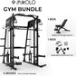 Mikolo Smith Machine, 2200lbs Squat Rack with LAT-Pull Down System & Cable Crossover Machine, Training Equipment with Leg Hold-Down Attachment