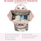LOVEVOOK Diaper Bag Backpack, Baby Bag with Changing Station, Large Diaper Backpack for Moms Dads, Waterproof Leather Accents Baby Boy and Girl Bag for Travel Baby Essentials, Pink-Beige
