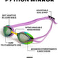 ARENA Unisex Python Racing Swim Goggles for Men and Women Anti-Fog No Leak Max Comfort Dual Strap, Mirror/Non-Mirror Lens