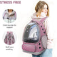 Cat Backpack Carrier, Breathable Cat Carrier Large Space Bubble Pet Backpack for Kitty Small Dog up to 15lbs, Transparent & Foldable Pet Carrier for Travel Hiking（Pink）