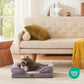 Bedfolks Orthopedic Dog Bed, Waterproof Dog Sofa Bed for Small Dogs & Cats, Egg Foam Pet Couch Bed with Removable Washable Cover and Nonslip Bottom, Light Grey