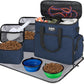 Dog Travel Bag Airline Approved–Pet Travel Tote with Collapsible Bowls,Food Containers & Feeding Mat–Multi-Pocket Organizer for Dogs & Cats, Durable & Water-Resistant for Hiking,Trips,Outdoors