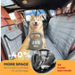 APetsPlanet Dog Car Seat Cover for Back Seat Hard Bottom - Waterproof Backseat Extender for Dogs - Pet Hammock Bed for Car, Truck, SUV with Mesh Window & Storage - Gray Leather, with Door Covers