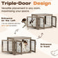 Dog Crate Furniture with Cushion, 32 inch Wooden Kennel Table with Double Doors, Indoor Dog House End Table for Small/Medium Dog, Grey (32x23x26in)