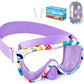 Kids Swim Goggles with Nose Cover, 180° Panoramic Snorkel Mask with Anti-Fog & Anti-Leak Design, Comfort Fabric Strap UV Protection Lens for Boys Girls Ages 3-15