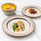 GBHOME Ceramic Dinnerware Sets, 18 Piece Embossed Elegant Stoneware Plates and Bowls Sets, Housewarming Wedding Gift | Dishwasher & Microwave Safe | Dishes Set Service for 8