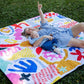 Jumbo Picnic Rug, Large Picnic Mat, 6'7" x 6'7", Outdoor Waterproof Picnic Blanket Beach Mat, Foldable & Waterproof, Picnic Blankets Ideal for Beach & Park, Outdoor Blanket, Pop Pip Pow