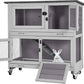 Rabbit Hutch Indoor Outdoor, Bunny Cage with Casters, Guinea Pig Cage Bunny Hutch with Two Plastic Trays 36inch