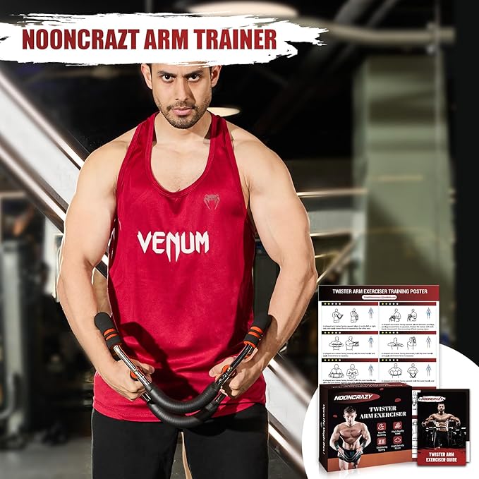 Twister Arm Trainer, Adjustable Twister Arm Chest Exerciser with 4 Spring & Training Poster for Men & Women, Detachable Power Twister Home Fitness Equipment for Enhancing Upper Body Muscle