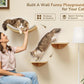 Cat Wall Shelves and Cats Window Perch – Natural Wood 4-Piece Set with Foam-Padded Curved Bed and Felt Steps, Space-Saving Wall Mounted Design