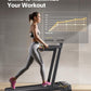 Smart Treadmill with 9% Auto Incline, Hiking and Running Walking Pad Treadmills for Home Office, Treadmill with UREVO APP, AI Powered Music Course, HIIT Programs Synced to Scenic Route, One-Click Mute