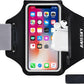 Running Armband with Earphone Bag Cell Phone Armband for iPhone 16/15/14/13/12 Pro, Galaxy S21/S20, Water Resistant Sports Phone Holder & Zipper Slot Car Key Holder for 6.4 inch Phone