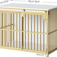 HOOBRO Dog Crate Furniture, 36.6" Heavy Duty Dog Kennel with Sliding Barn Door, Wooden Dog Cage Indoor, Decorative Side End Table for Small/Medium Dogs, White and Gold GD162GW03G1