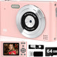 Digital Camera, 44MP Full HD 1080P Point and Shoot Camera with 64GB Card, Anti Shake 16X Zoom Compact Volg Cameras, Portable Small Digicam Gift for Kids, Ages Teen Girl Boy - Pink