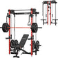 Mikolo Folding Squat Rack, Wall Mounted Power Rack with Cable Crossover Machine & LAT Pull Down, Functional Trainer with 5 Adjustable Function Modes, for Home Gym and Space Saving