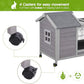 Indoor Rabbit Hutch Bunny Cage with 4 Casters, Bunny Hutch -Removable Wire Grate
